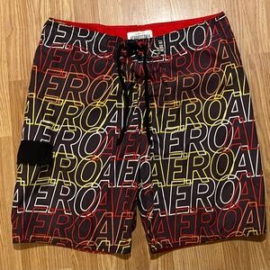 Aeropostale Men's Aero Logo Allover Board Shorts.